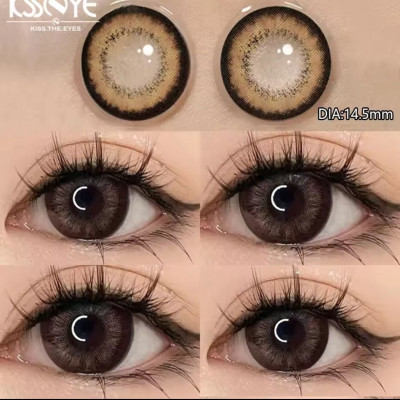 عدسات كورية مكبرة للعين مقاس 14.5 لون عسلي محدد