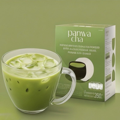 مشروب مسحوق شاي الماتشا الأخضر الفوري