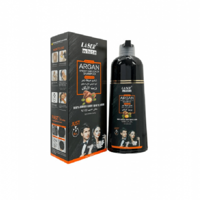 ليزر وايت - شامبو صبغة شعر بزيت الأرغان اللون الأسود الطبيعي - العناية بالشعر