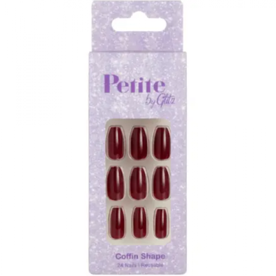 بتيت - اظافر شكل كوفان احمر غامق - 12 - الاظافر