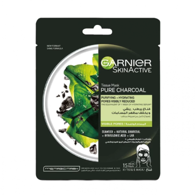 غارنييه - قناع ترطيب الوجه بالفحم النقي لشد المسام - العناية بالوجه