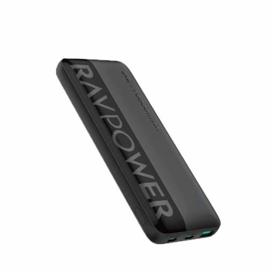 بطارية راف باور بقوة 20 واط بسعة 10000 ملي امبير منفذين تايب سي و منفذ يو اس بي - اسود - شواحن محمولة
