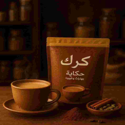 كرك مشروب يحتوي على الذ مكونات تزيده دفع ولذيذة كالزنجبيل والهيل  - 
