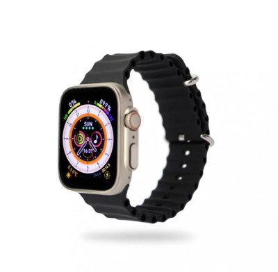 ساعة ذكية بشاشة 45 مم وسوار سيليكون أسود مع استقبال المكالمات - قسم الساعات الذكية